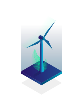 wind turbine with green leaf